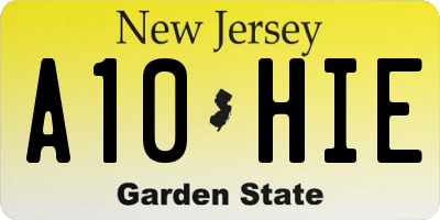NJ license plate A10HIE