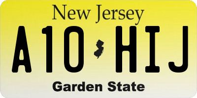 NJ license plate A10HIJ