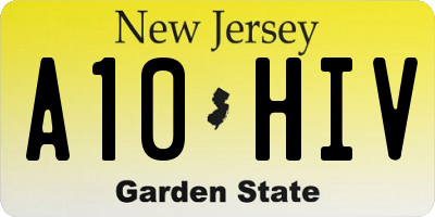 NJ license plate A10HIV