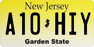 NJ license plate A10HIY