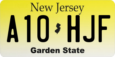 NJ license plate A10HJF