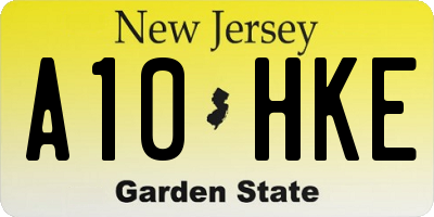 NJ license plate A10HKE