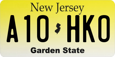 NJ license plate A10HKO