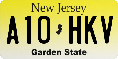 NJ license plate A10HKV