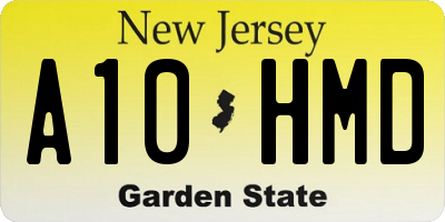 NJ license plate A10HMD