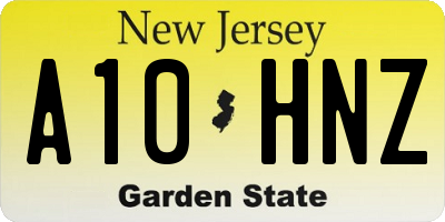 NJ license plate A10HNZ