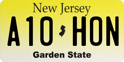 NJ license plate A10HON
