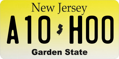 NJ license plate A10HOO