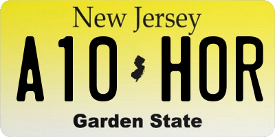 NJ license plate A10HOR