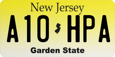 NJ license plate A10HPA