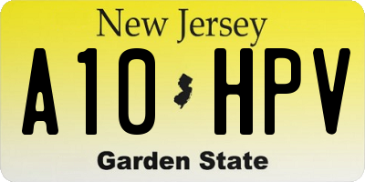 NJ license plate A10HPV