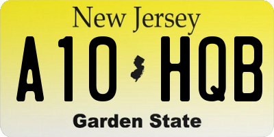 NJ license plate A10HQB