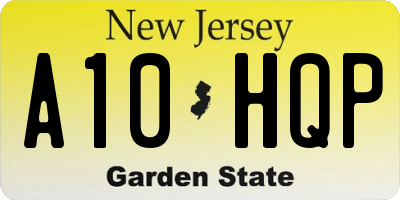 NJ license plate A10HQP