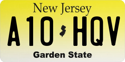NJ license plate A10HQV