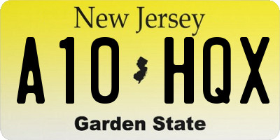 NJ license plate A10HQX