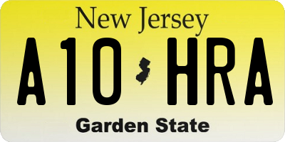NJ license plate A10HRA