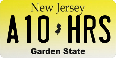NJ license plate A10HRS