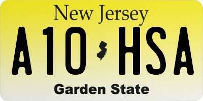 NJ license plate A10HSA