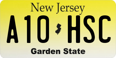 NJ license plate A10HSC