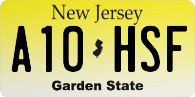 NJ license plate A10HSF