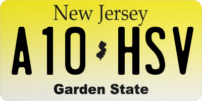 NJ license plate A10HSV