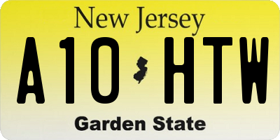 NJ license plate A10HTW