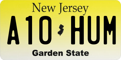 NJ license plate A10HUM