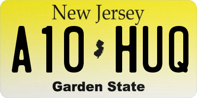 NJ license plate A10HUQ
