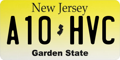 NJ license plate A10HVC