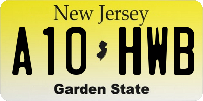 NJ license plate A10HWB