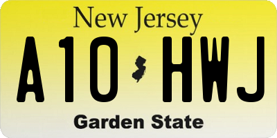NJ license plate A10HWJ