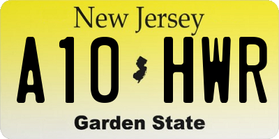 NJ license plate A10HWR