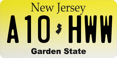 NJ license plate A10HWW
