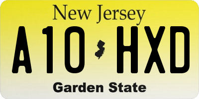 NJ license plate A10HXD