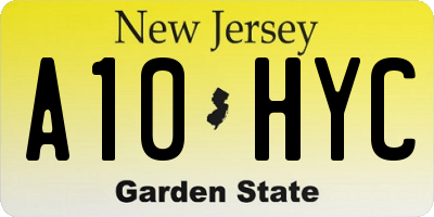 NJ license plate A10HYC