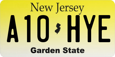 NJ license plate A10HYE