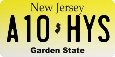 NJ license plate A10HYS