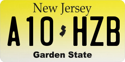 NJ license plate A10HZB