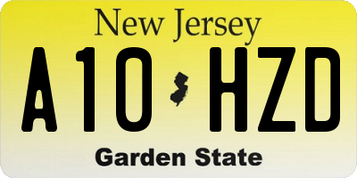 NJ license plate A10HZD