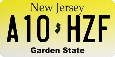 NJ license plate A10HZF