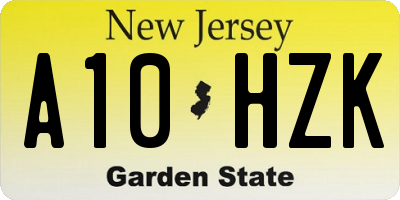 NJ license plate A10HZK