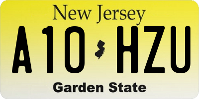 NJ license plate A10HZU
