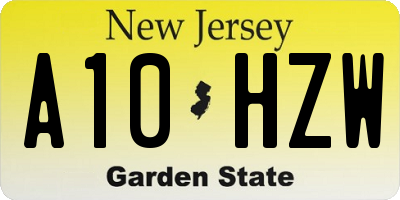 NJ license plate A10HZW