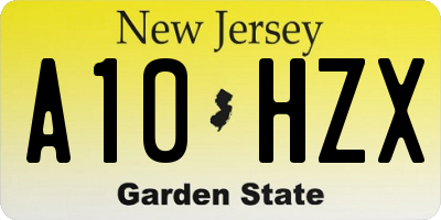 NJ license plate A10HZX