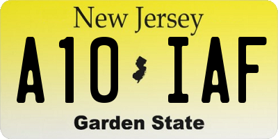NJ license plate A10IAF