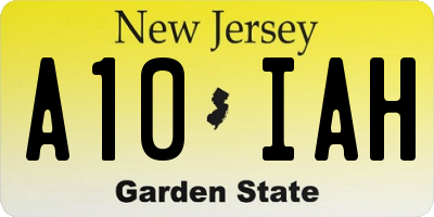 NJ license plate A10IAH