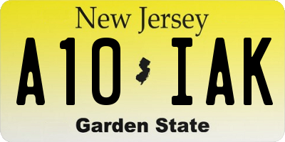 NJ license plate A10IAK