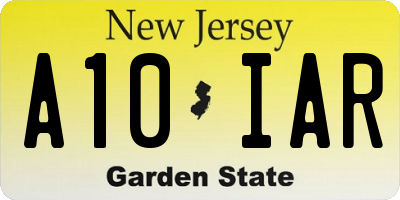 NJ license plate A10IAR