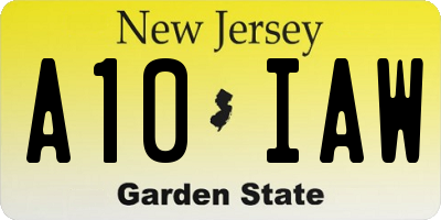 NJ license plate A10IAW