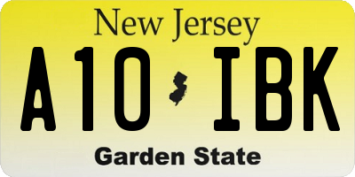 NJ license plate A10IBK